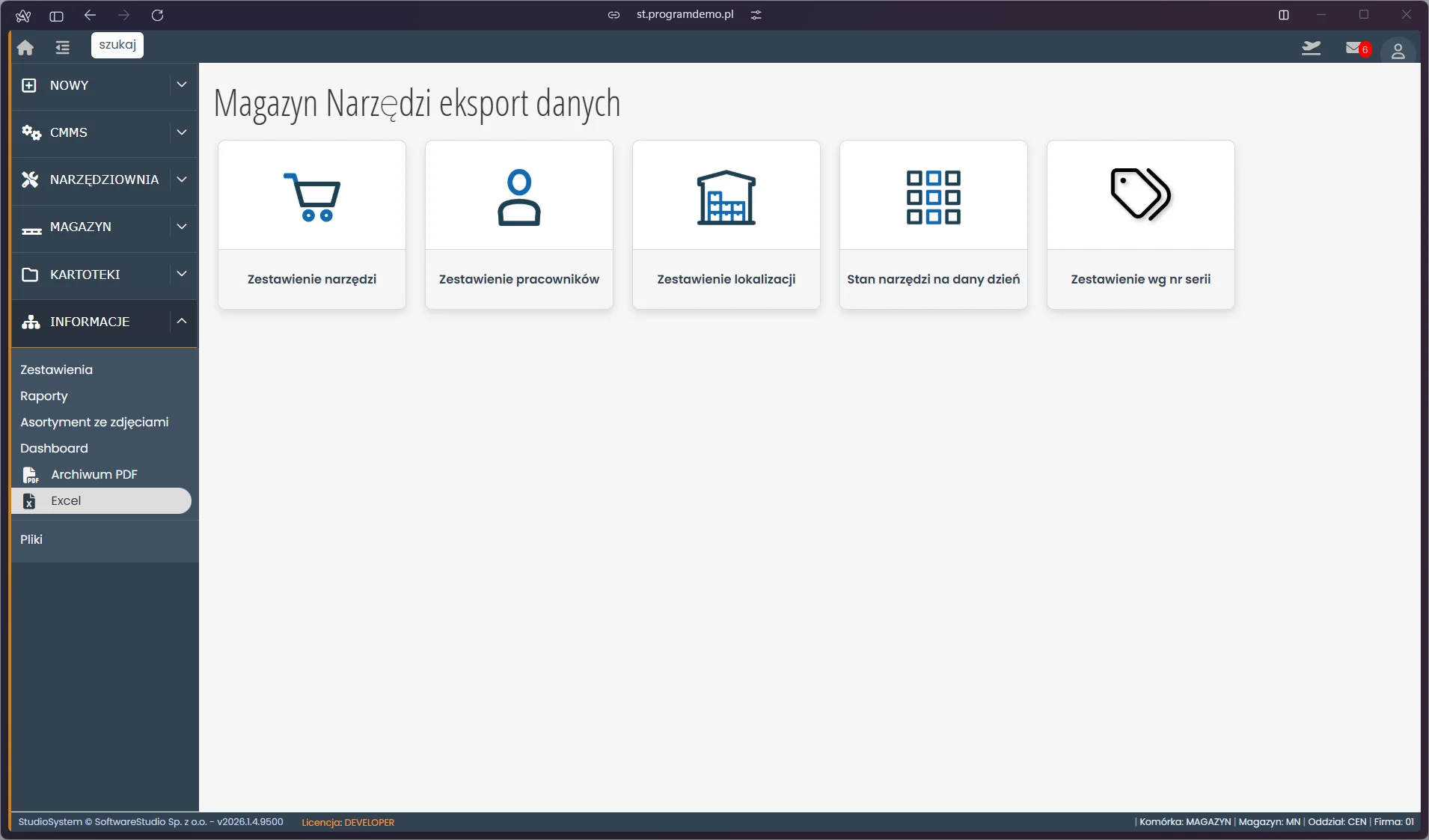 Eksport danych do Excel w module Informacje systemu TCS.net - planowanie budżetu BHP